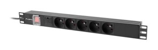 LISTWA ZASILAJĄCA RACK PDU 19" LANBERG 1U 16A 5X 230V PL 2M CZARNA