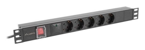 LISTWA ZASILAJĄCA RACK PDU 19" LANBERG 1U 16A 5X 230V SCHUKO 2M CZARNA LISTWA ZASILAJĄCA RACK PDU 19" LANBERG 1U 16A 5X 230V SCHUKO 2M CZARNA