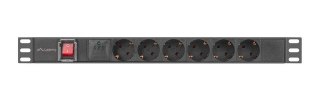 LISTWA ZASILAJĄCA RACK PDU 19" LANBERG 1U 16A 6X 230V SCHUKO 2M CZARNA