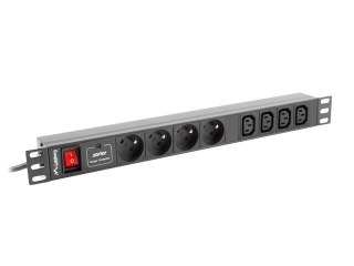 Lanberg PDU-04E04I-0200-BK rozdzielacz zasilania PDU 4 x gniazdo sieciowe 1U Czarny