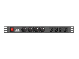 Lanberg PDU-04E04I-0200-BK rozdzielacz zasilania PDU 4 x gniazdo sieciowe 1U Czarny