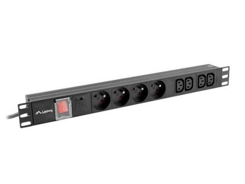 Lanberg PDU-04E04I-0200-BK rozdzielacz zasilania PDU 4 x gniazdo sieciowe 1U Czarny Lanberg PDU-04E04I-0200-BK rozdzielacz zasilania PDU 4 x gniazdo sieciowe 1U Czarny