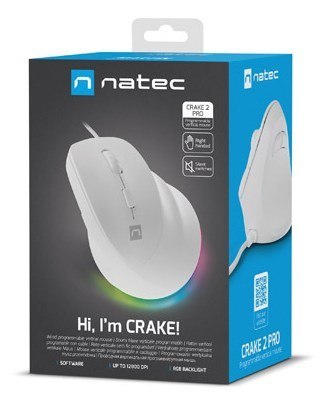 MYSZ WERTYKALNA NATEC CRAKE 2 PRO 12800DPI BIAŁA PROGRAMOWALNA OPTYCZNA MYSZ WERTYKALNA NATEC CRAKE 2 PRO 12800DPI BIAŁA PROGRAMOWALNA OPTYCZNA