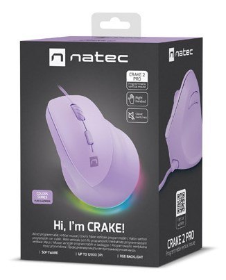 MYSZ WERTYKALNA NATEC CRAKE 2 PRO 12800DPI PURE LAVENDER PROGRAMOWALNA OPTYCZNA MYSZ WERTYKALNA NATEC CRAKE 2 PRO 12800DPI PURE LAVENDER PROGRAMOWALNA OPTYCZNA
