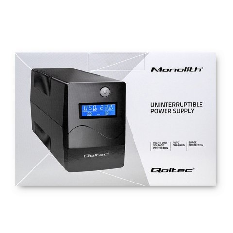 Qoltec 53977 Zasilacz awaryjny UPS | Monolith | 450VA | 240W | LCD | USB | RJ45 Qoltec 53977 Zasilacz awaryjny UPS | Monolith | 450VA | 240W | LCD | USB | RJ45