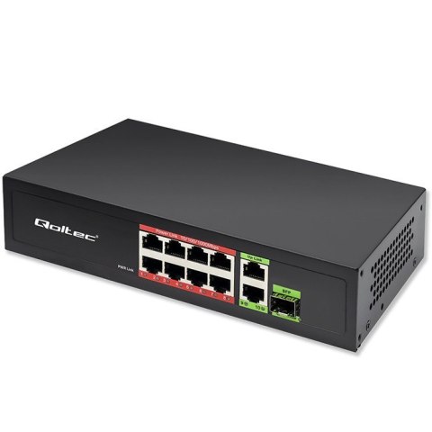 Qoltec Przełącznik sieciowy SWITCH FAST Ethernet PoE 8x RJ45 PoE 2x RJ45 Uplink 1x SFP | 120W | 1000 Mb/s Qoltec Przełącznik sieciowy SWITCH FAST Ethernet PoE 8x RJ45 PoE 2x RJ45 Uplink 1x SFP | 120W | 1000 Mb/s