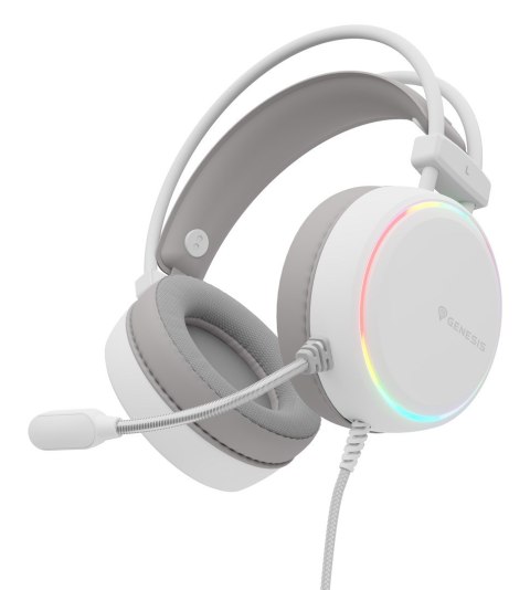 SŁUCHAWKI NAUSZNE GENESIS NEON 613 G2 RGB Z MIKROFONEM PODŚWIETLENIE BIAŁE