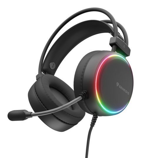 SŁUCHAWKI NAUSZNE GENESIS NEON 613 G2 RGB Z MIKROFONEM PODŚWIETLENIE CZARNE