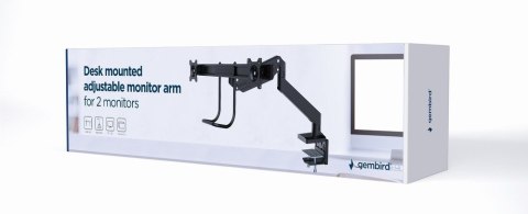 Gembird MA-DA2-04 Regulowane biurkowe ramię na 2 monitory, 17"-32", do 8 kg