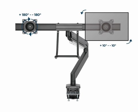Gembird MA-DA2-04 Regulowane biurkowe ramię na 2 monitory, 17"-32", do 8 kg