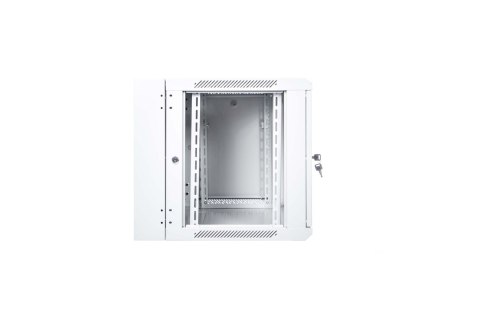 Szafa sieciowa wisząca 19" 9U rack 600x550, drzwi szyba, szary, dzielona, złożona, 60kg