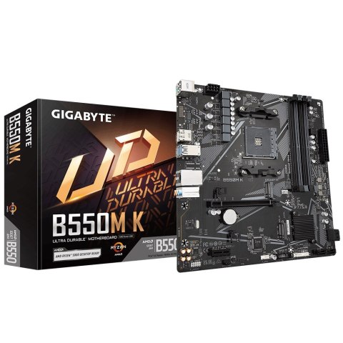 Płyta główna Gigabyte B550M K (AMD Ryzen 5000 Series AM4 CPUs, up to 4733MHz DDR4 (OC), 2xPCIe 3.0 M.2, GbE LAN, USB 3.2 Gen1) Płyta główna Gigabyte B550M K (AMD Ryzen 5000 Series AM4 CPUs, up to 4733MHz DDR4 (OC), 2xPCIe 3.0 M.2, GbE LAN, USB 3.2 Gen1)