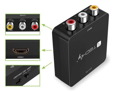 Konwerter AV Composite video i audio 3x RCA na HDMI 1080p