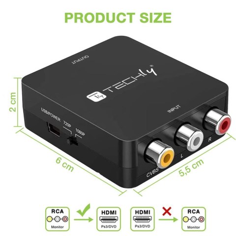 Konwerter AV Composite video i audio 3x RCA na HDMI 1080p