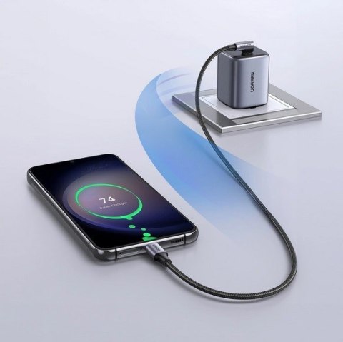 Ugreen kabel USB-C (prosty) / USB-C (kątowy) PD QC 60W 3A 0.5m US255 (szary)