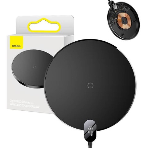 Baseus CCED000001 ładowarka do urządzeń przenośnych Słuchawki, Smartfon Czarny USB Bezprzewodowe ładowanie Wewnętrzna