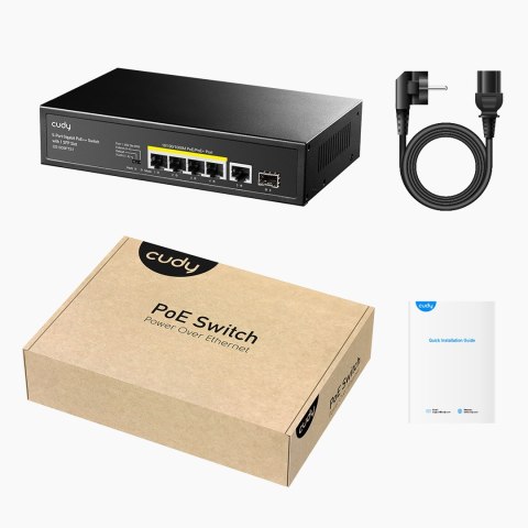 Cudy GS1005PTS1 łącza sieciowe Gigabit Ethernet (10/100/1000) Obsługa PoE Czarny Cudy GS1005PTS1 łącza sieciowe Gigabit Ethernet (10/100/1000) Obsługa PoE Czarny