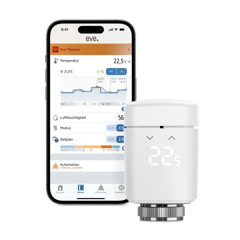 Eve Thermo Matter - inteligentny termostat (kompatybilność: Apple Home, Samsung SmartThings, Alexa, Google Home, Home Assistant) Eve Thermo Matter - inteligentny termostat (kompatybilność: Apple Home, Samsung SmartThings, Alexa, Google Home, Home Assistant)