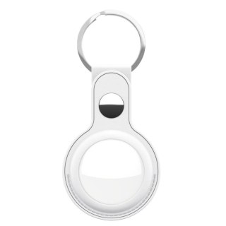 KeyBudz AirTag Raktu pakabukas - odinis apsauginis deklas, skirtas AirTag 2 pak. (baltas)
