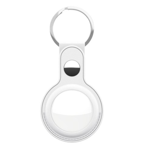 KeyBudz AirTag Raktu pakabukas - odinis apsauginis deklas, skirtas AirTag 2 pak. (baltas)