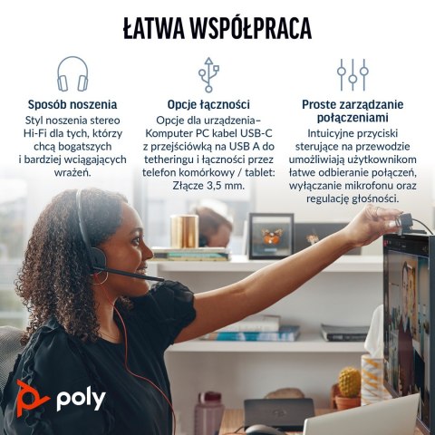 POLY Stereofoniczny zestaw słuchawkowy USB-C Blackwire 3225 + wtyczka 3,5 mm + przejściówka USB-C/A (opakowanie zbiorcze) POLY Stereofoniczny zestaw słuchawkowy USB-C Blackwire 3225 + wtyczka 3,5 mm + przejściówka USB-C/A (opakowanie zbiorcze)