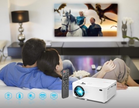 Projektor rzutnik LED + pilot Technaxx 50W, wbudowany głośnik (biały)