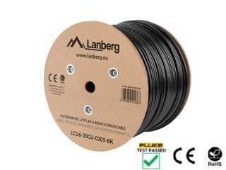KABEL LAN UTP KAT.6 305M DRUT OUTDOOR ŻELOWANY CU CZARNY FLUKE PASSED LANBERG