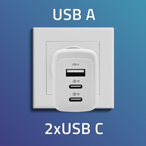 Ładowarka sieciowa Qoltec 65W GaN biała