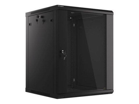 Lanberg :: Rack Cabinet 19? Wall-Mount 15U/600X600 (flat-pack) V2 Black, Glass door