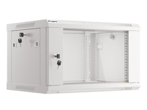 Lanberg :: Rack Cabinet 19? Wall-Mount 6U/600X450 (flat-pack) V2 Grey, Glass door