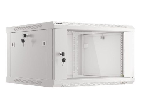 Lanberg :: Rack Cabinet 19? Wall-Mount 6U/600X600 (flat-pack) V2 Grey, Glass door