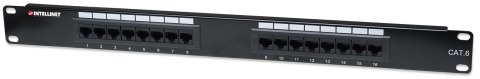 Patch panel UTP Cat6 16 portów, 1U, czarny
