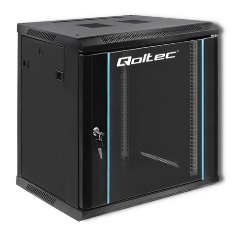 Qoltec Szafa RACK 19" | 12U | 600 x 635 x 450 | Czarna | Wisząca