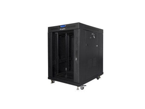 SZAFA INSTALACYJNA RACK STOJĄCA 19" 15U 800X1000 CZARNA DRZWI SZKLANE LCD LANBERG (FLAT PACK) V2