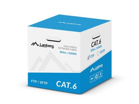 KABEL LAN FTP KAT.6 305M DRUT CU SZARY CPR + FLUKE PASSED LANBERG