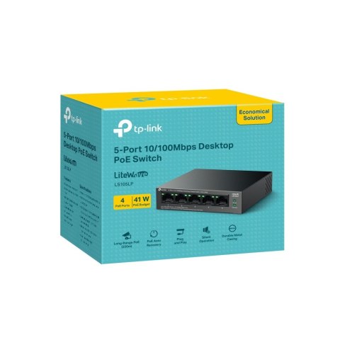 TP-Link LiteWave LS105P Nie zarządzany Fast Ethernet (10/100) Obsługa PoE Czarny