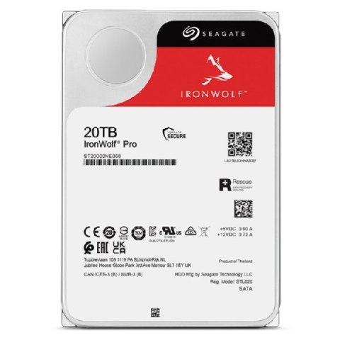 Seagate IronWolf Pro ST20000NT001 dysk twardy 20 TB 7200 RPM 256 MB 3.5"