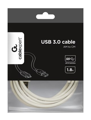 Kabel GEMBIRD CCP-USB3-AMCM-6-W (USB 3.0 M - USB typu C M; 1,8m; kolor biały)