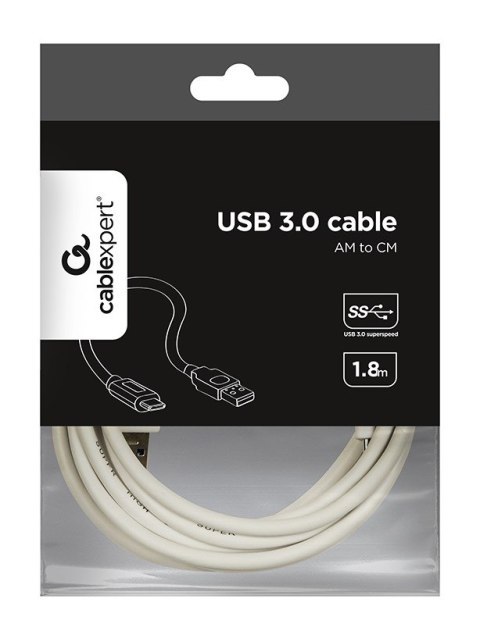 Kabel GEMBIRD CCP-USB3-AMCM-6-W (USB 3.0 M - USB typu C M; 1,8m; kolor biały)