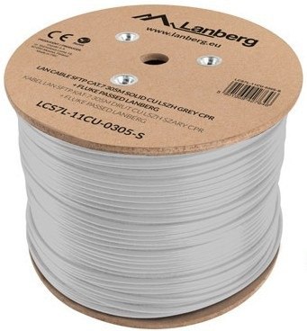 KABEL LAN SFTP KAT.7 305M DRUT CU LSZH SZARY CPR + FLUKE PASSED LANBERG