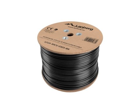 KABEL LAN UTP KAT.5E 305M DRUT OUTDOOR ŻELOWANY CU CZARNY FLUKE PASSED LANBERG