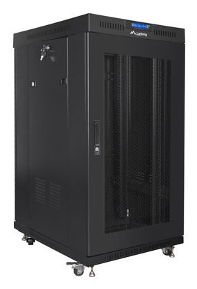 SZAFA INSTALACYJNA RACK STOJĄCA 19" 22U 800X800 CZARNA DRZWI PERFOROWANE LCD LANBERG (FLAT PACK) V2