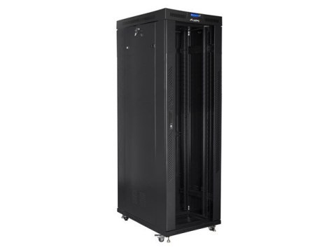 SZAFA INSTALACYJNA RACK STOJĄCA 19" 42U 800X1000 CZARNA DRZWI SZKLANE LCD LANBERG (FLAT PACK) V2