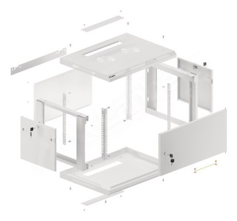 SZAFA INSTALACYJNA RACK WISZĄCA 19" 6U 600X450 SZARA DRZWI METALOWE LANBERG (FLAT PACK)