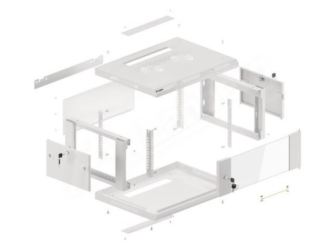 Lanberg :: Rack Cabinet 19? Wall-Mount 4U/600X450 (flat-pack) V2 Grey, Glass door