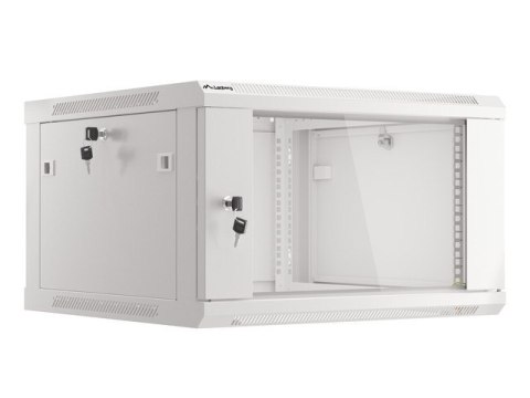 Lanberg :: Rack Cabinet 19? Wall-Mount 6U/600X600 (flat-pack) V2 Grey, Glass door