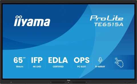 Monitor interaktywny IIYAMA 163.9cm(65") TE6515A-B1AG 16:9 M-Touch 2xHDMI+2xUSB-C