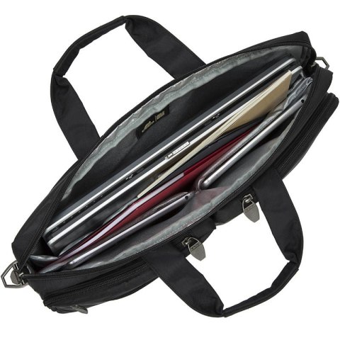 Torba do notebooka 17,3" RIVACASE Tiergarten czarna, z materiału wodoodpornego