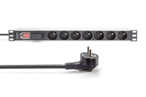 1U Aluminum PDU, rackmountable, 7x CEE 7/516A Plug, 250VAC 50/60Hz, Switch, Surge protection