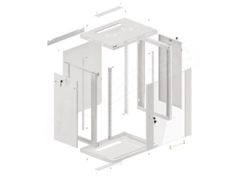 Lanberg :: Rack Cabinet 19? Wall-Mount 15U/600X450 (flat-pack) V2 Grey, Glass door